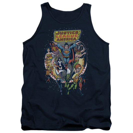 Justice League Star Group Mens Tank Top Shirt Navy Blue Blue Officially Licensed