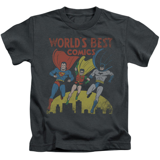 Justice League Worlds Best Juvenile Kids Youth T Shirt Charcoal Officially Licensed