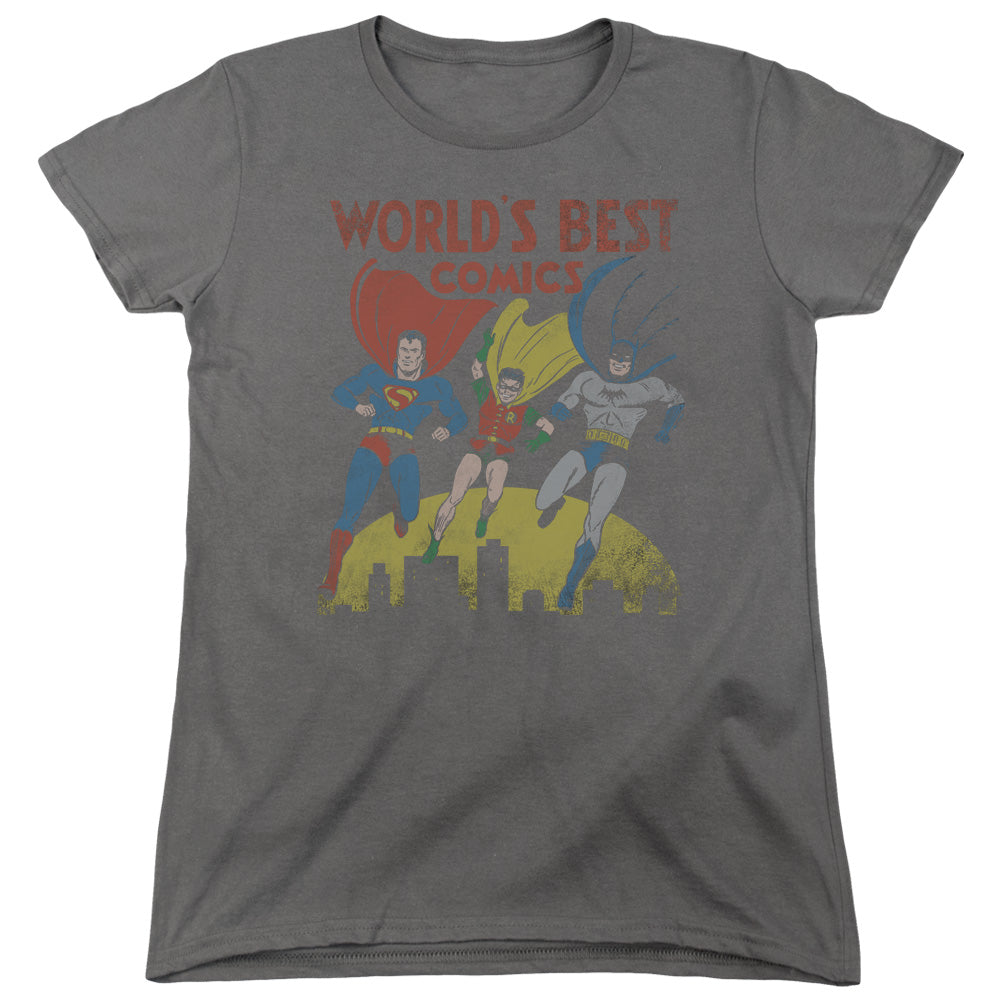 Justice League Worlds Best Womens T Shirt Charcoal Officially Licensed