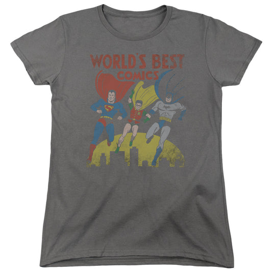 Justice League Worlds Best Womens T Shirt Charcoal Officially Licensed