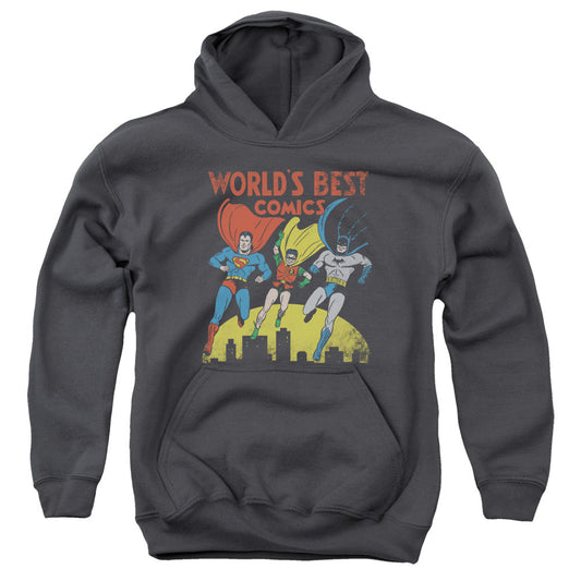 Justice League Worlds Best Kids Youth Hoodie Charcoal Officially Licensed