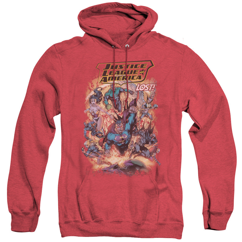 Justice League Of America Lost Mens Heather Hoodie Red Officially Licensed
