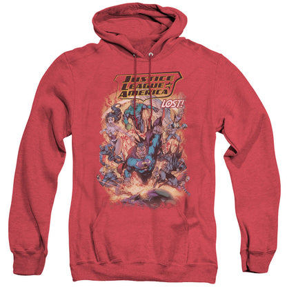 Justice League Of America Lost Mens Heather Hoodie Red Officially Licensed