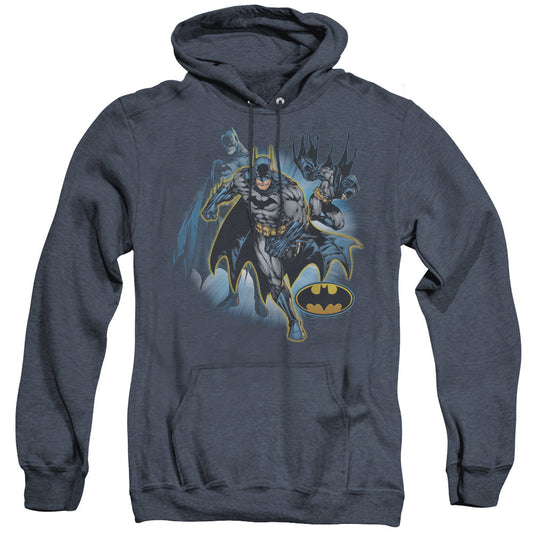 Justice League Batman Collage Heather Mens Hoodie Navy Blue Blue Officially Licensed