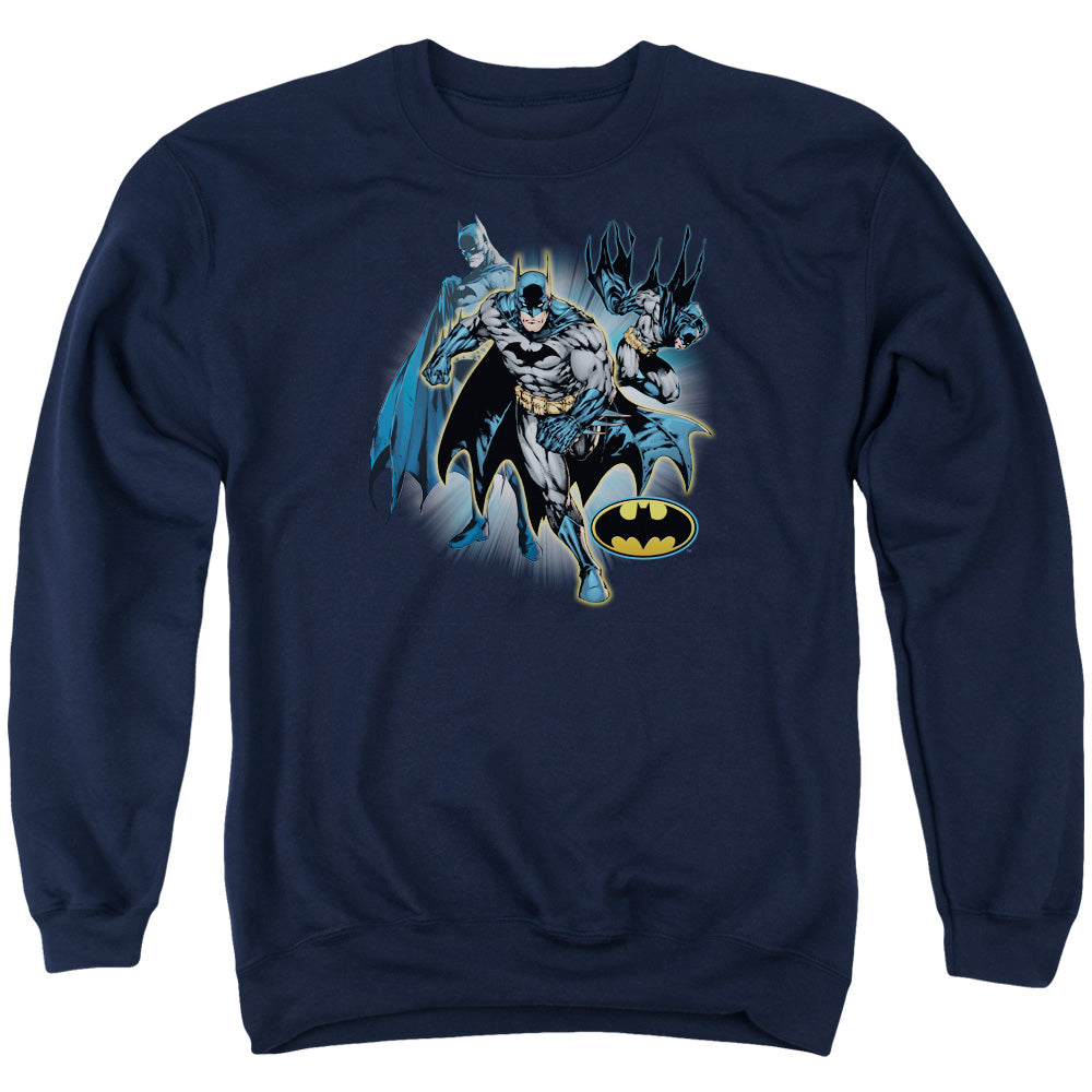 Justice League Of America Batman Collage Mens Crewneck Sweatshirt Navy Officially Licensed