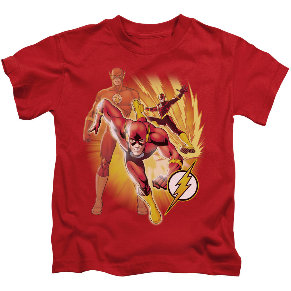 Justice League Flash Collage Juvenile Kids Youth T Shirt Red Officially Licensed