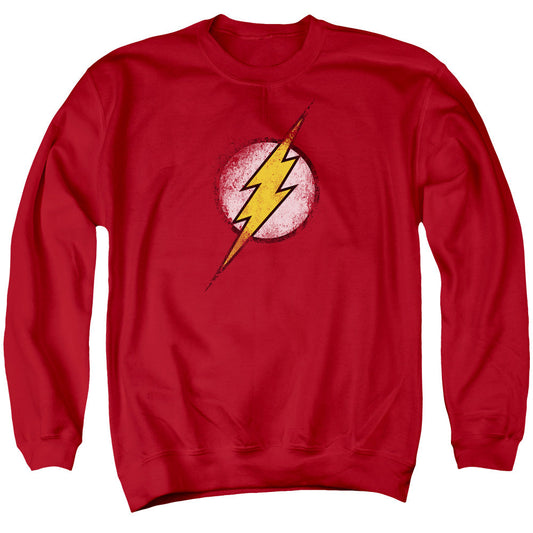 Justice League Destroyed Flash Logo Mens Crewneck Sweatshirt Red Officially Licensed
