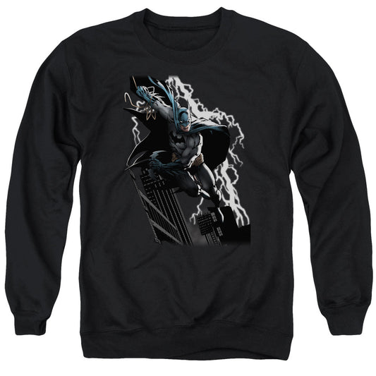 Justice League Lighting Crashes Mens Crewneck Sweatshirt Black Officially Licensed