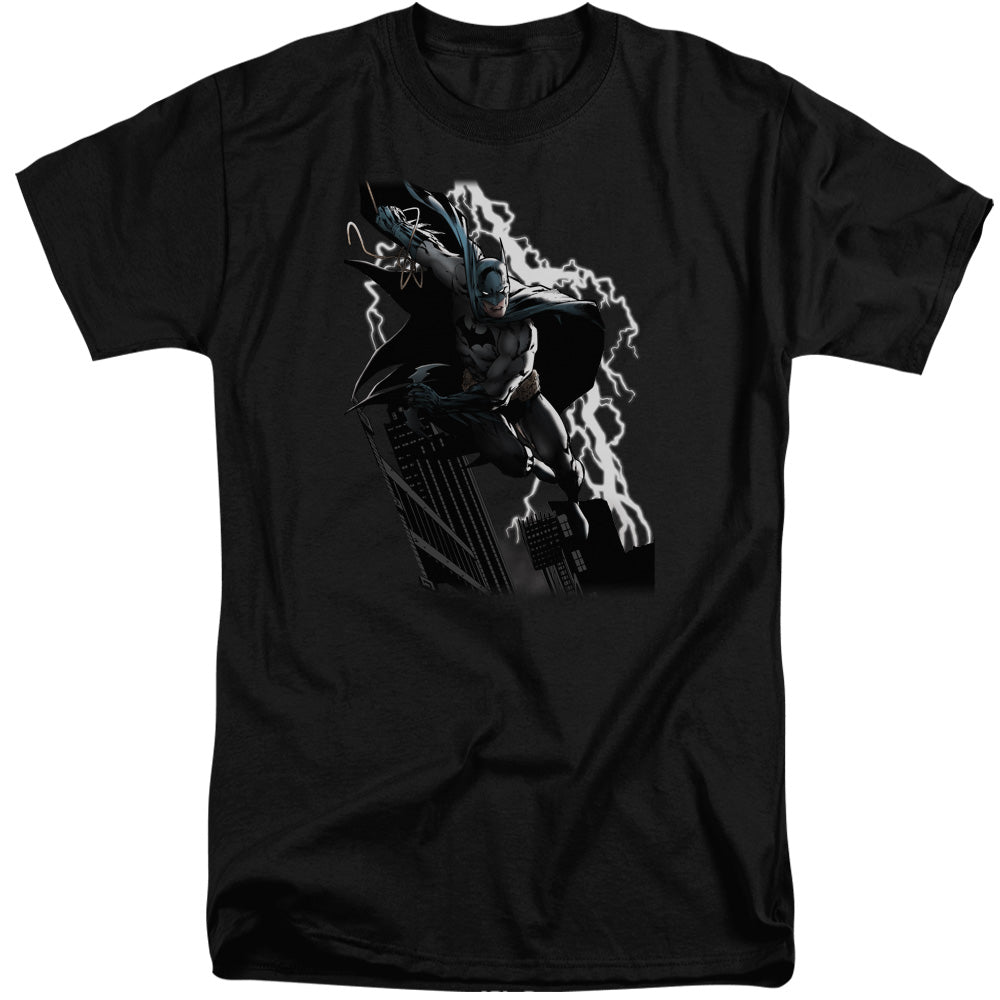 Justice League Of America Lighting Crashes Mens Tall T Shirt Black Officially Licensed