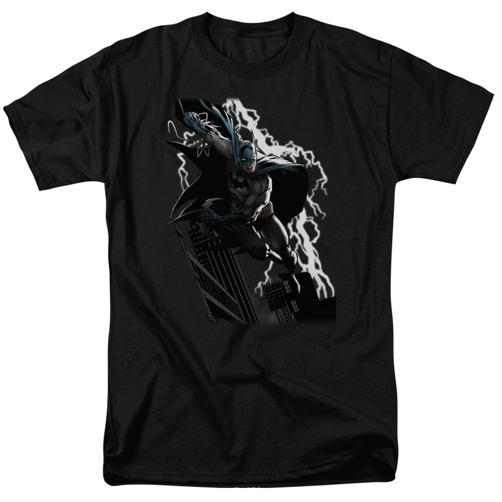 Justice League Of America Lighting Crashes Mens T Shirt Black Officially Licensed