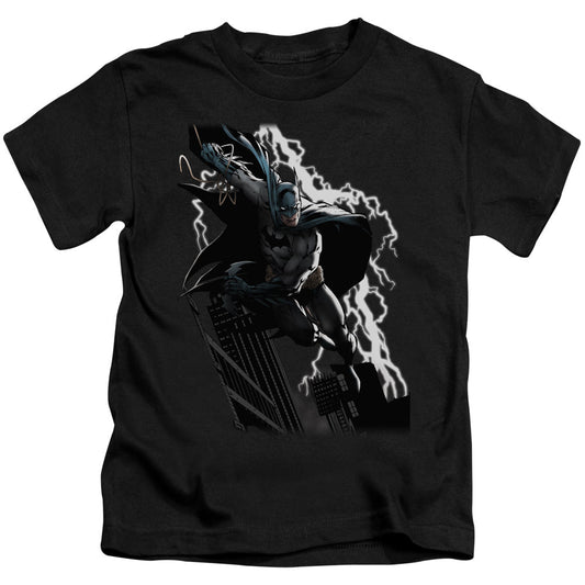 Justice League Lighting Crashes Juvenile Kids Youth T Shirt Black Officially Licensed