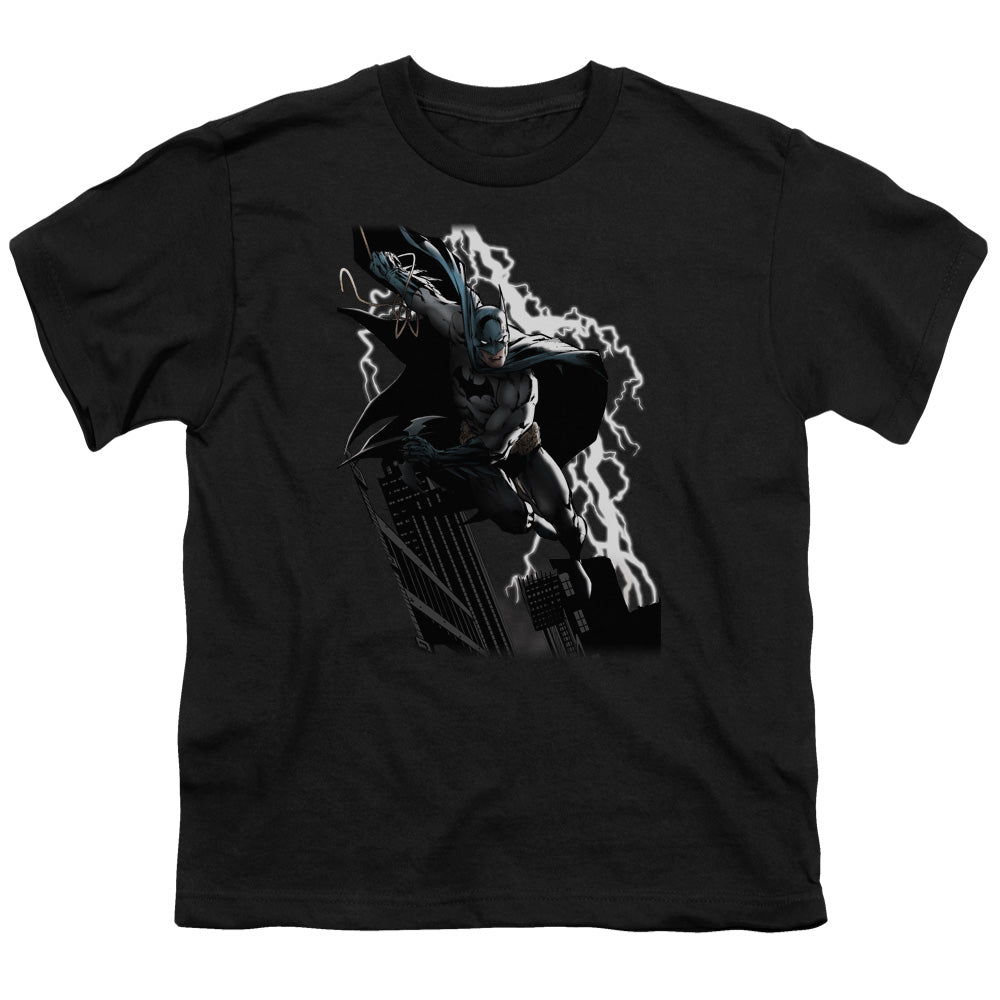 Justice League Lighting Crashes Kids Youth T Shirt Black Officially Licensed
