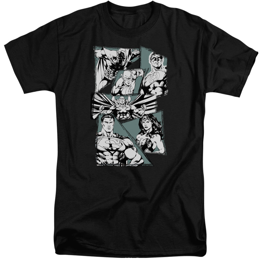 Justice League a Mighty League Mens Tall T Shirt Black Officially Licensed