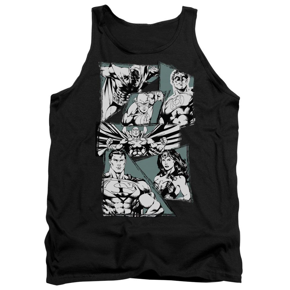 Justice League a Mighty League Mens Tank Top Shirt Black Officially Licensed
