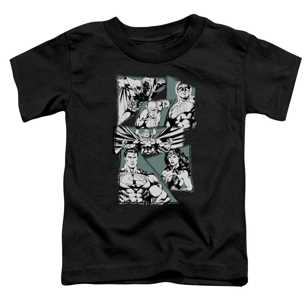 Justice League a Mighty League Toddler Kids Youth T Shirt Black Officially Licensed