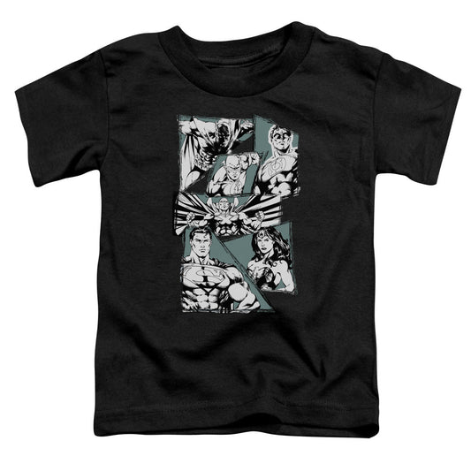 Justice League a Mighty League Toddler Kids Youth T Shirt Black Officially Licensed