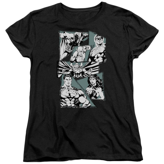 Justice League a Mighty League Womens T Shirt Black Officially Licensed