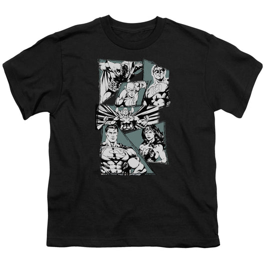 Justice League a Mighty League Kids Youth T Shirt Black Officially Licensed