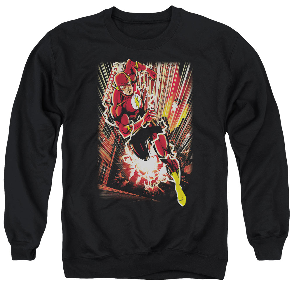Justice League Of America Street Speed Mens Crewneck Sweatshirt Black Officially Licensed