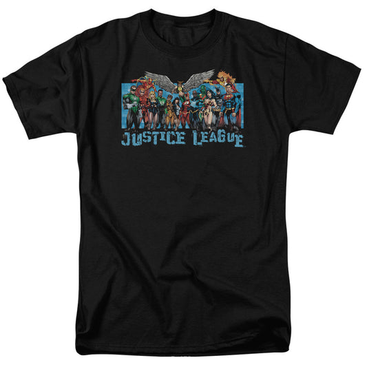 Justice League Of America League Lineup Mens T Shirt Black Officially Licensed