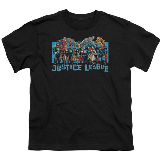 Justice League League Lineup Kids Youth T Shirt Black Officially Licensed