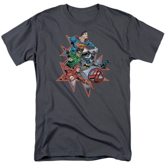 Justice League Of America Starburst Mens T Shirt Charcoal Officially Licensed