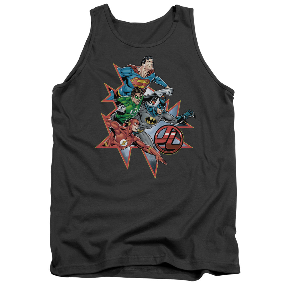 Justice League Starburst Mens Tank Top Shirt Charcoal Officially Licensed