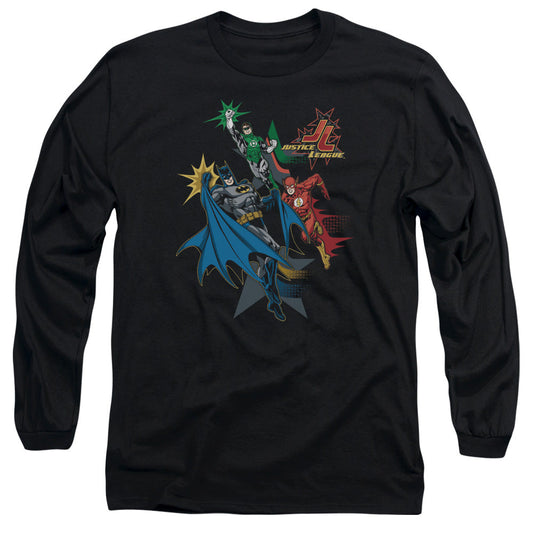 Justice League Action Stars Mens Long Sleeve Shirt Black Officially Licensed