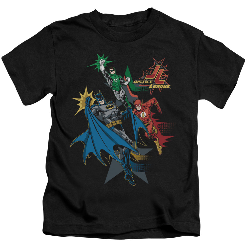 Justice League Action Stars Juvenile Kids Youth T Shirt Black Officially Licensed