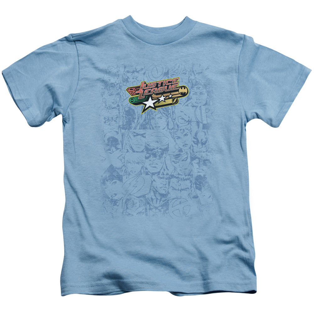 Justice League on Call Juvenile Kids Youth T Shirt Carolina Blue Officially Licensed