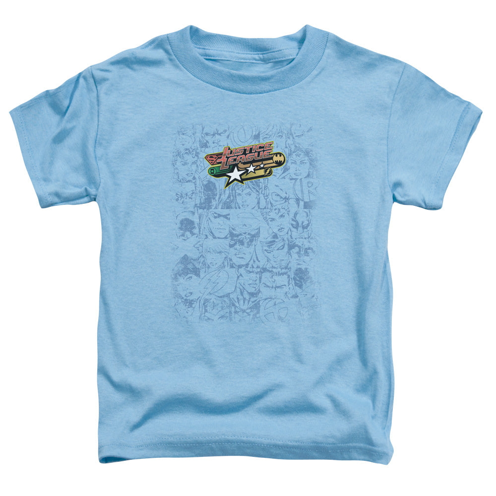 Justice League on Call Toddler Kids Youth T Shirt Carolina Blue Officially Licensed