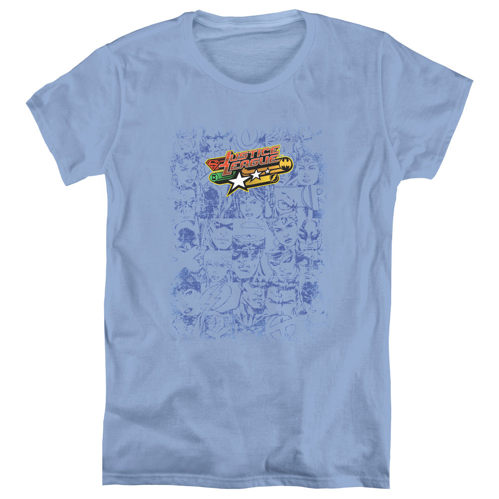 Justice League on Call Womens T Shirt Carolina Blue Officially Licensed