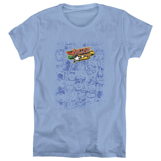 Justice League on Call Womens T Shirt Carolina Blue Officially Licensed