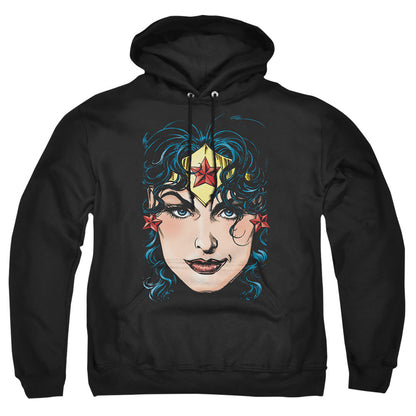 Dco Justice League Of America Wonder Woman Head Mens Hoodie Black Officially Licensed