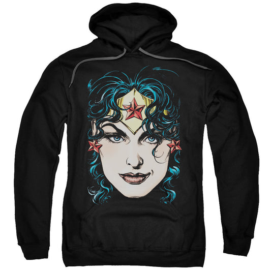 DCO Justice League Wonder Woman Head Mens Hoodie Black Officially Licensed