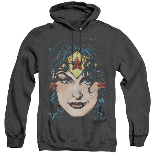 DCO Justice League Wonder Woman Head Heather Mens Hoodie Black Officially Licensed