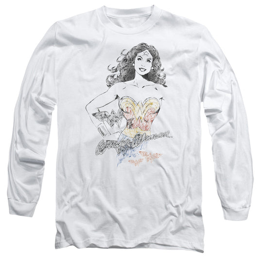 DCO Justice League Wonder Squiggles Mens Long Sleeve Shirt White Officially Licensed