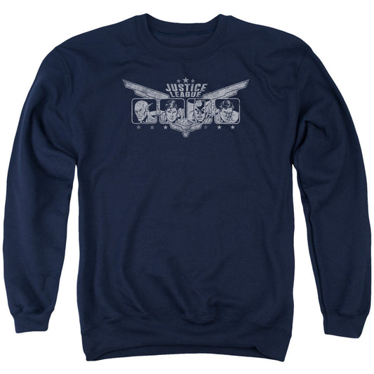 Justice League Justice Wings Mens Crewneck Sweatshirt Navy Blue Blue Officially Licensed