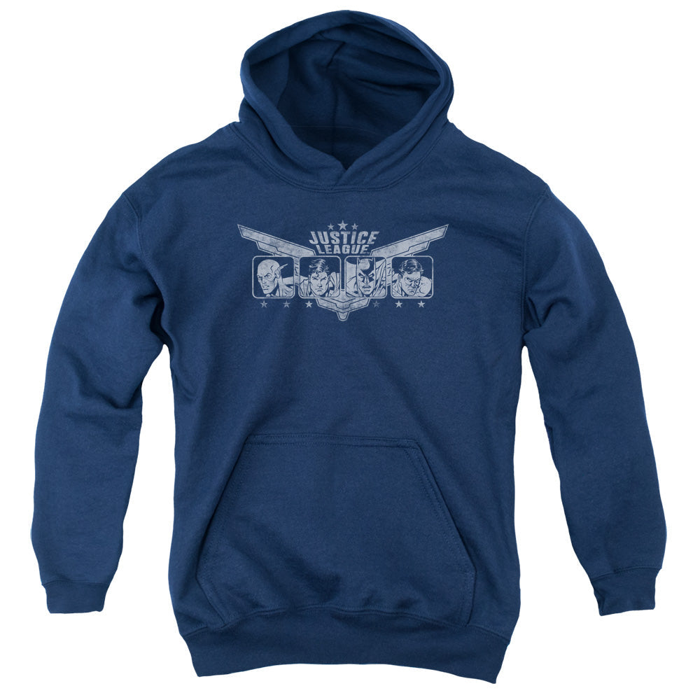 Justice League Justice Wings Kids Youth Hoodie Navy Blue Blue Officially Licensed