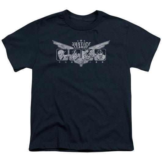 Justice League Justice Wings Kids Youth T Shirt Navy Blue Blue Officially Licensed