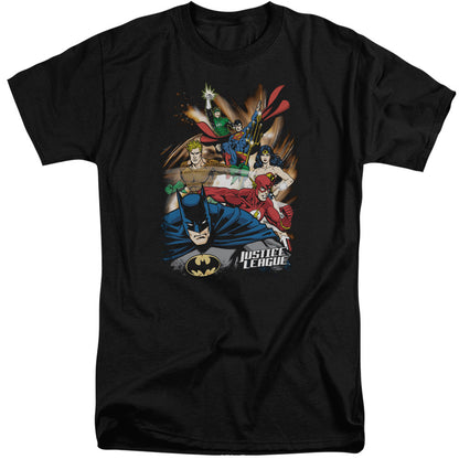 Justice League Of America Starburst Mens Tall T Shirt Black Officially Licensed