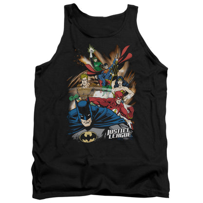 Justice League Starburst Mens Tank Top Shirt Black Officially Licensed