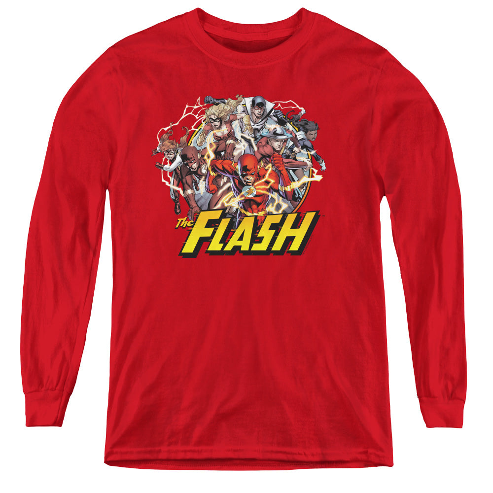 Justice League Flash Family Long Sleeve Kids Youth T Shirt Red Officially Licensed