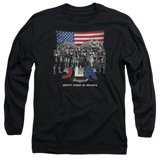 Justice League All American League Mens Long Sleeve Shirt Black Officially Licensed