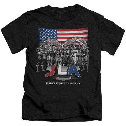 Justice League All American League Juvenile Kids Youth T Shirt Black Officially Licensed