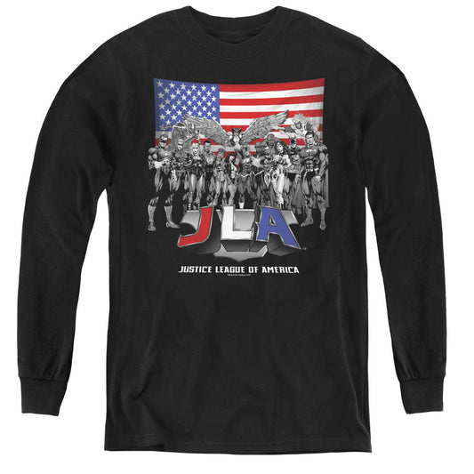Justice League All American League Long Sleeve Kids Youth T Shirt Black Officially Licensed