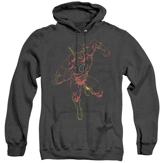 Justice League Of America Neon Flash Mens Heather Hoodie Black Officially Licensed