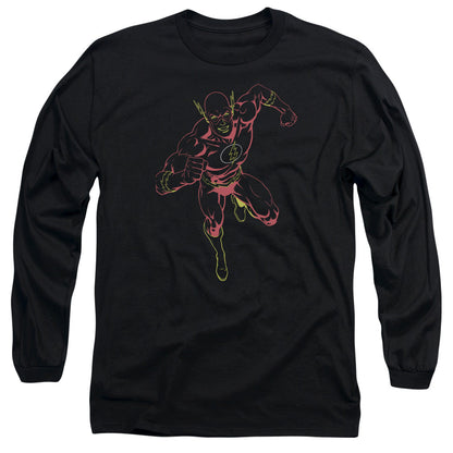 Jla Neon Flash Mens Long Sleeve Shirt Black Officially Licensed