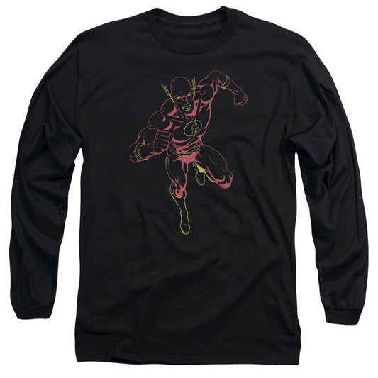 Justice League Neon Flash Mens Long Sleeve Shirt Black Officially Licensed