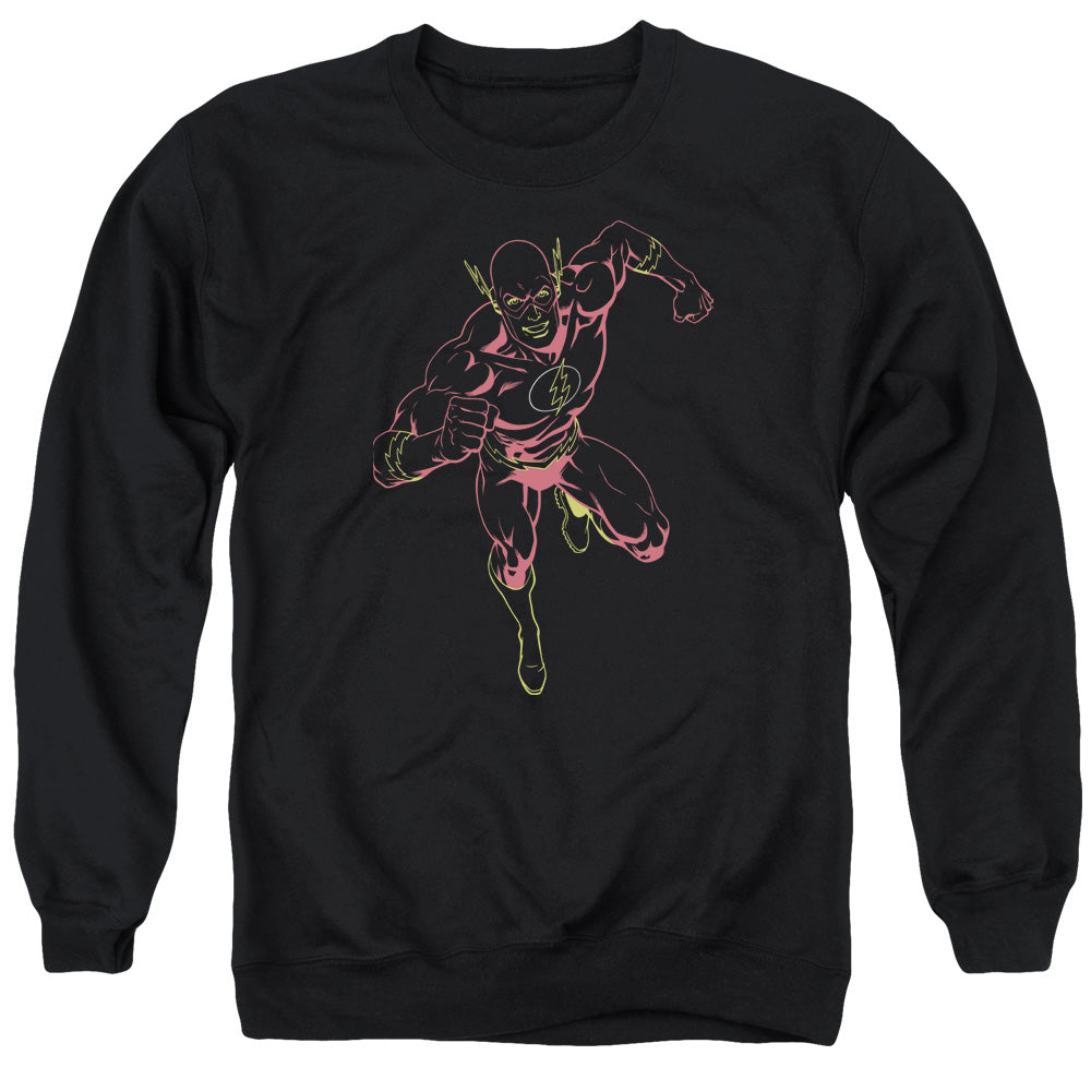 Justice League Neon Flash Mens Crewneck Sweatshirt Black Officially Licensed